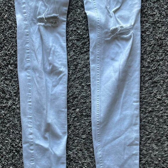 Y2K Hollister Jeans Womens 27 White High Rise Skinny Ripped Jeans - Picture 4 of 8